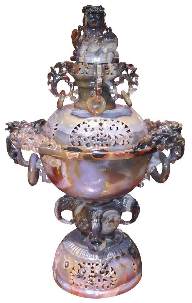 Large Chinese Agate Censor With Dragons (1 of 6)
