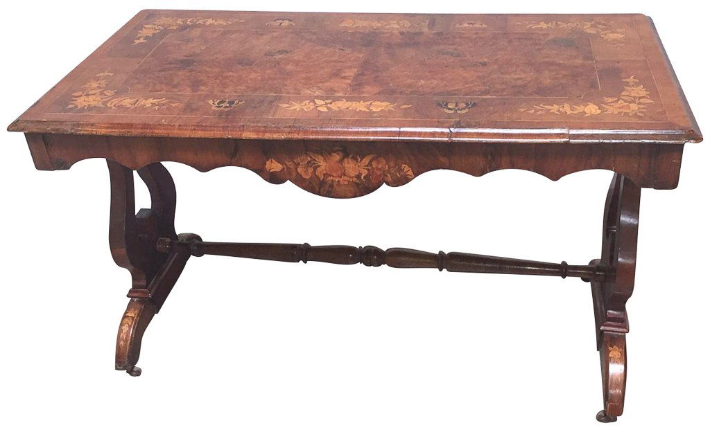 19th C. English Victorian Marquetry Sofa Table (1 of 3)