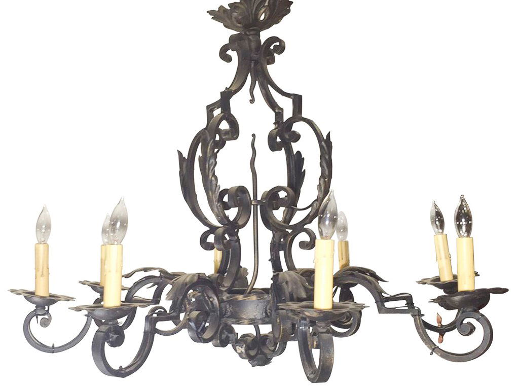 French Wrought Iron Eight Light Chandelier (1 of 2)