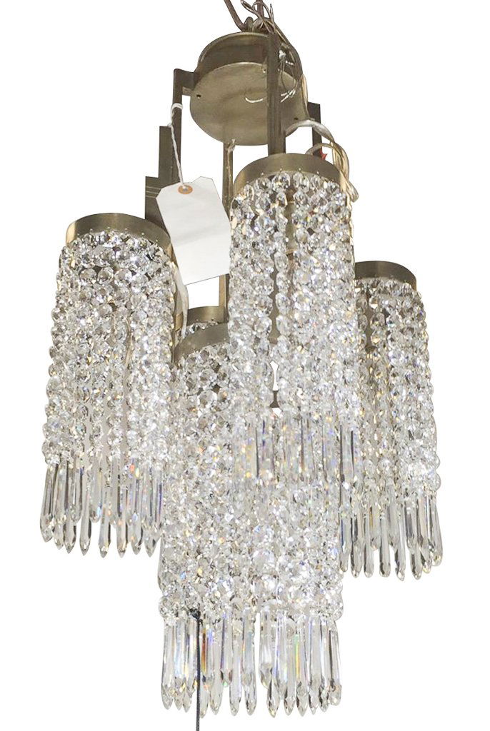 Cascading Prisms French Chandelier, From 1930's (1 of 2)