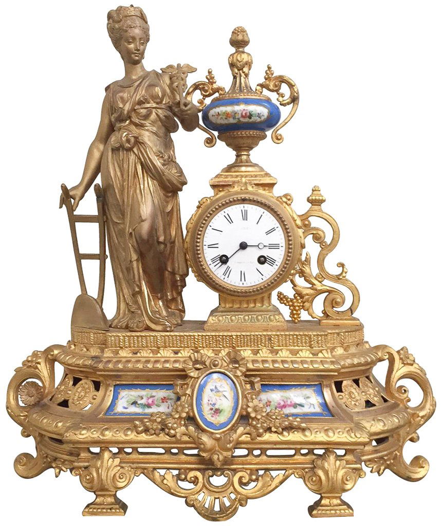 19th C French Gilt Metal Mantel Clock (1 of 7)