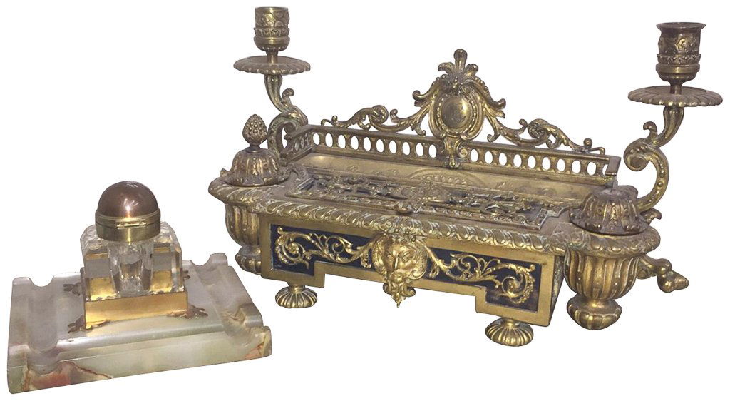 French  Napoleon Iii Cast Bronze Inkwell (1 of 5)