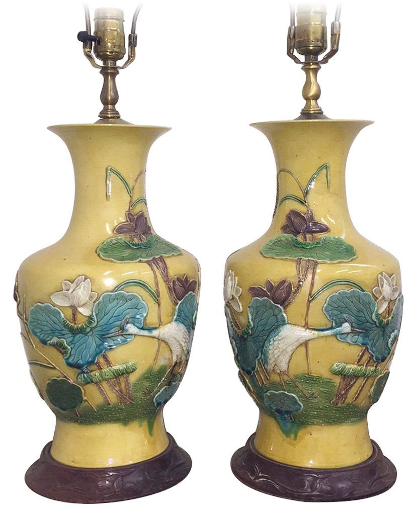 Exceptional Pair Of Chinese Glazed Lamps, (1 of 8)