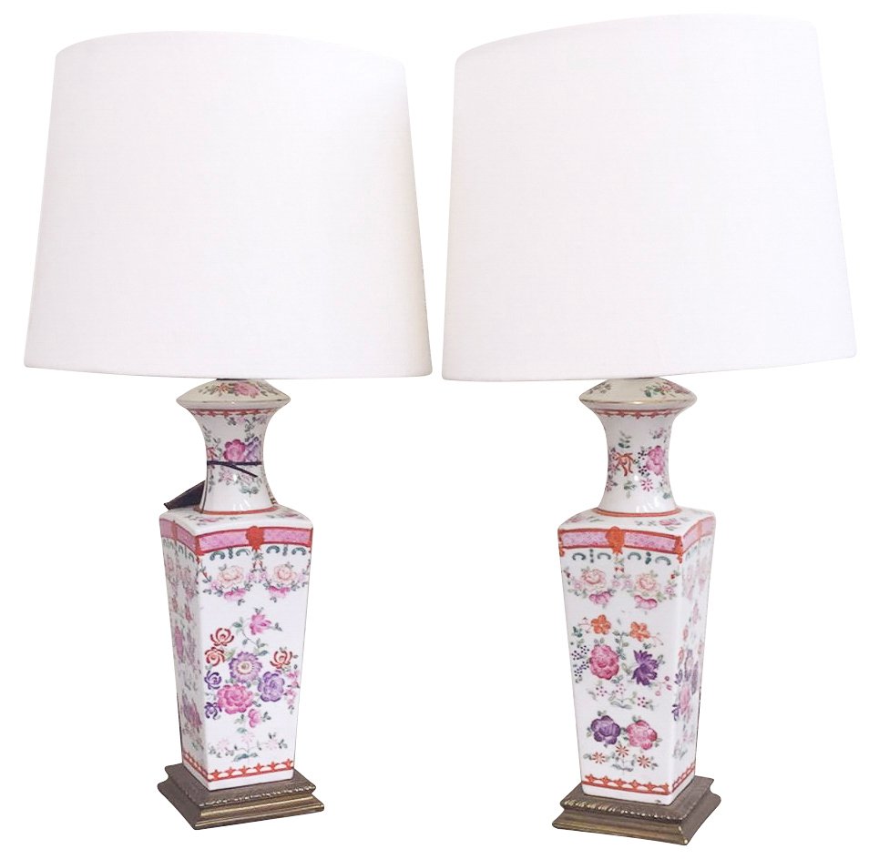 Pair Of Compagnie Des Indes Porcelain Lamps, (1 of 6)