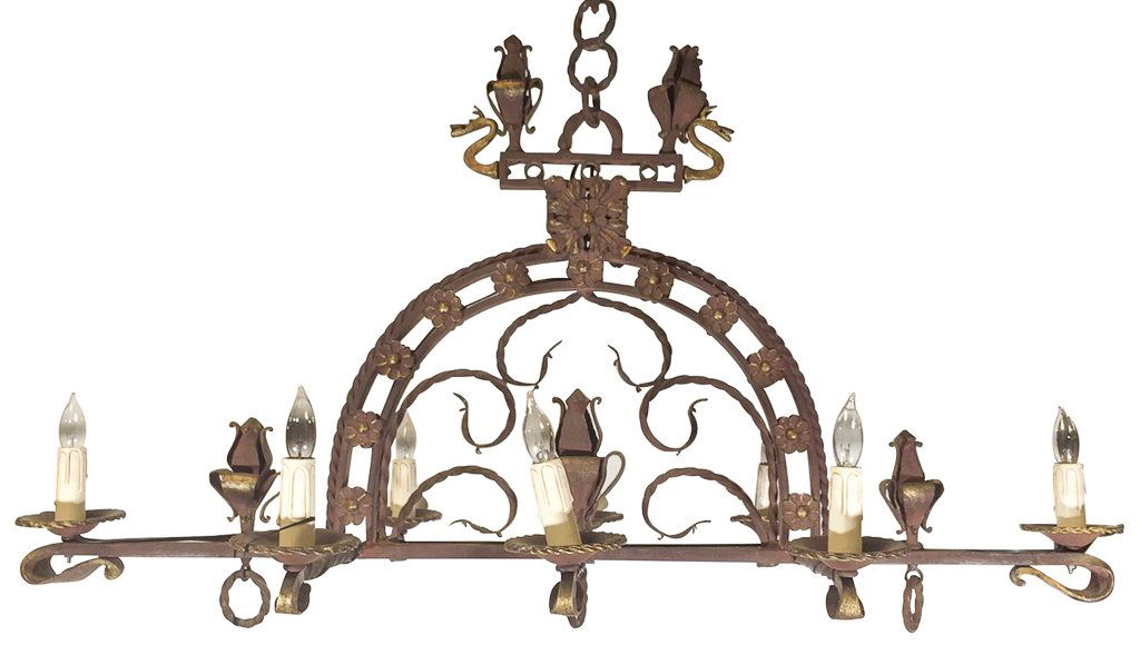 French Eight Light Heavy Iron Chandelier (1 of 3)