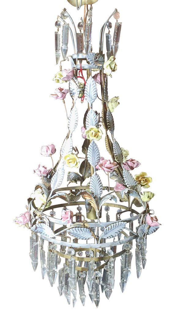 Parisian Metal Basket Chandelier, With (1 of 3)