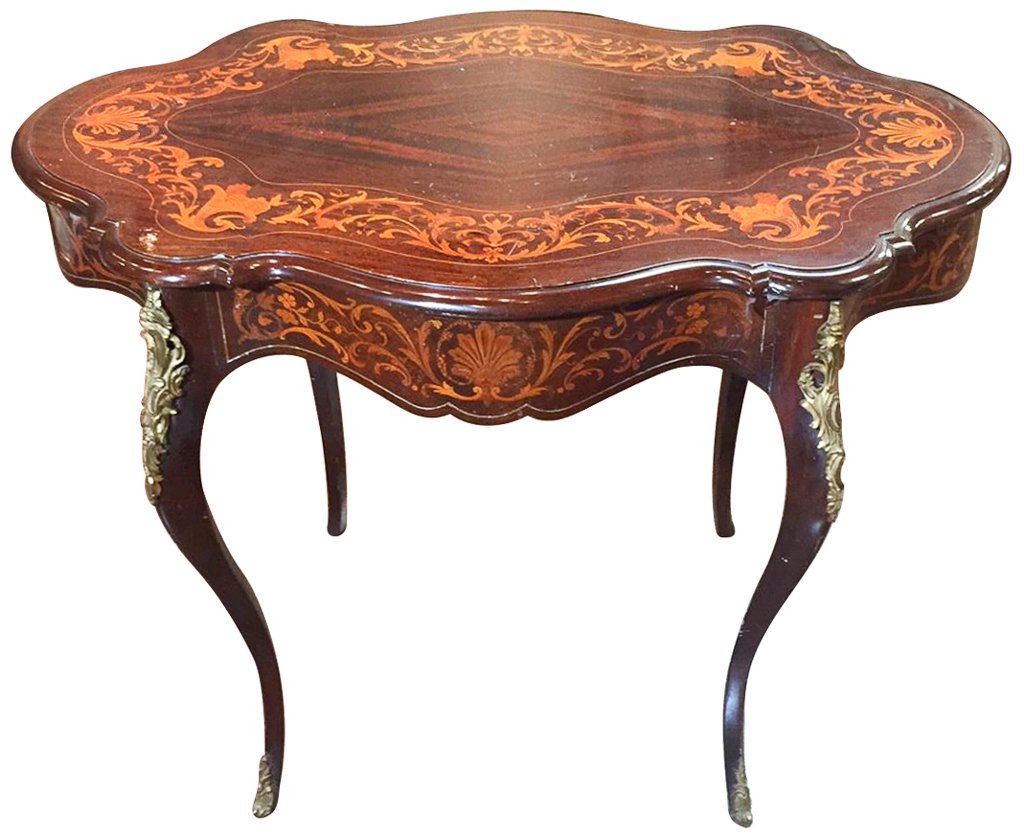 French Style Mahogany Center Table, With (1 of 4)
