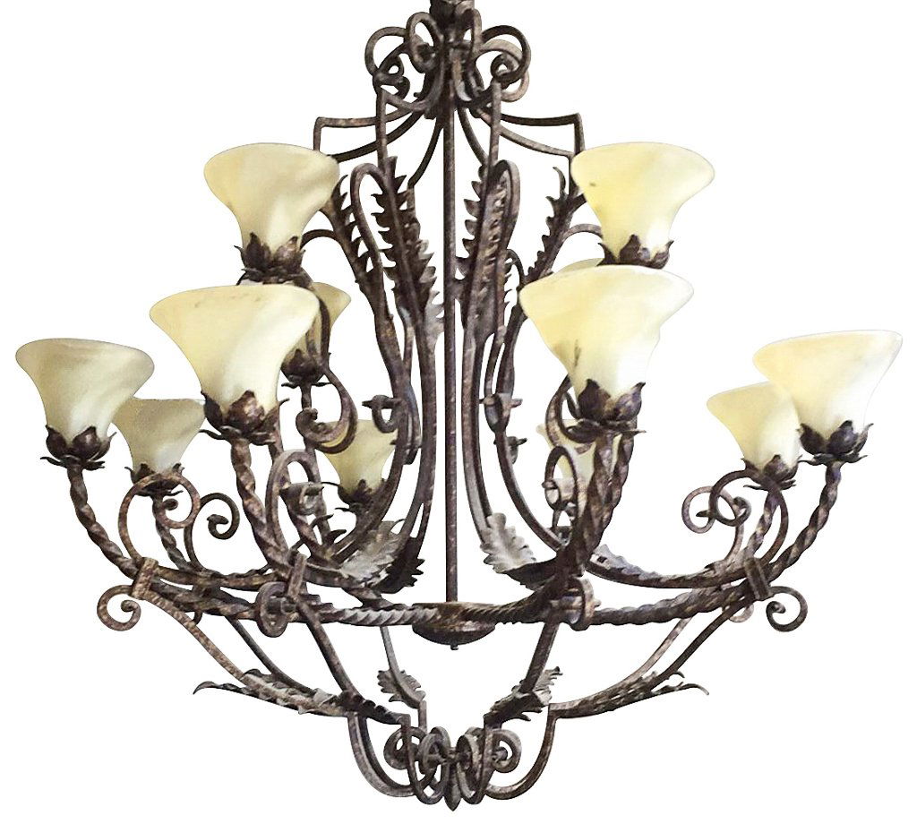 Large Modern 12 Light Iron Chandelier (1 of 2)