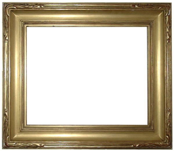 Replica frame - American, Arts & Crafts-style, han: Replica frame - American, Arts & Crafts-style, hand carved & gilded cove frame Size: 18 x 22 x 4 1/2 Condition: Good condition