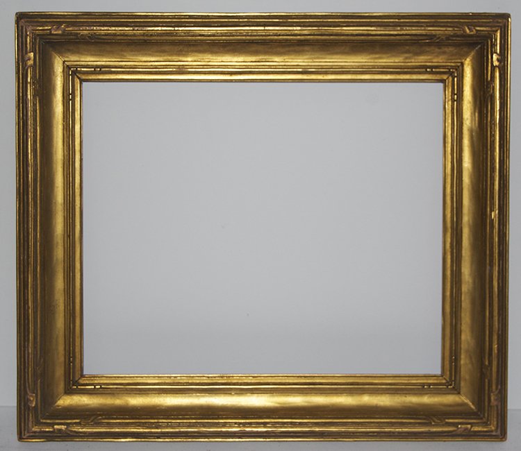 American arts and crafts frame by Newcomb Macklin: American 20th C. hand carved and gilded arts and crafts cove frame with western motifs by Newcomb-Macklin. 13 x 16 W: 3