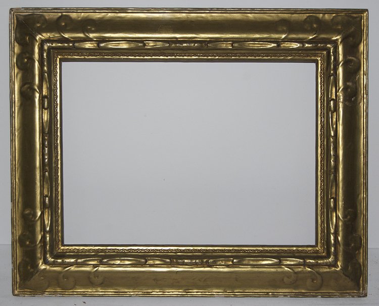 American 20th C. reverse slope frame.: American 20th C. hand carved and applied ornament reverse slope frame. 11 x 15 W: 3