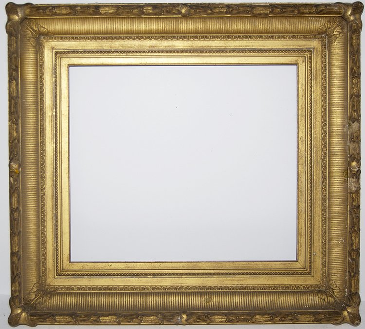 Hudson River School ogee fluted cove frame: American 19th C. applied ornament and gilded Hudson River School ogee fluted cove frame. 18.5 x 22.5 W: 6