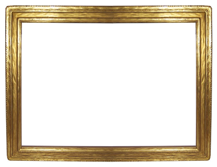 Large arts and crafts flat panel frame: American 20th C. hand carved and gilded large arts and crafts flat panel frame with running carvings. 32 x 42 W: 4