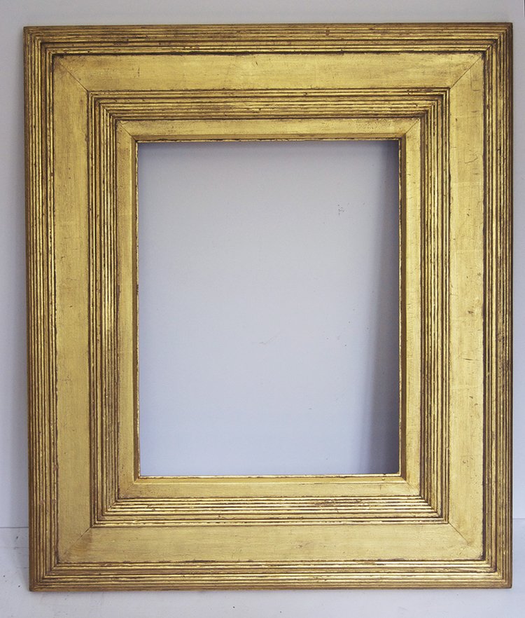 American Whistler reeded flat panel frame: American 19th C. hand shaped and gilded Whistler flat panel reeded frame. Gallery Label Eli Wilner & Co 12.5 x 16 W: 5.5