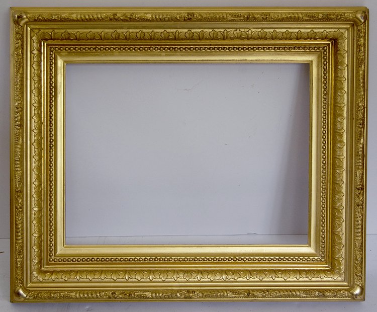 Late American Hudson RIver School cove frame: American 19th C. applied ornamnet and gilded late Hudson RIver School cove frame. 10.5 x 14 W: 3