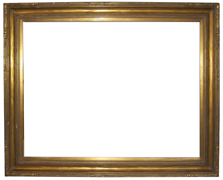 American arts and crafts cove frame by Newcomb Macklin: American 20th C. hand carved and gilded arts and crafts cove frame with carved corners by Newcomb Macklin. 26 x 43 W: 3.5