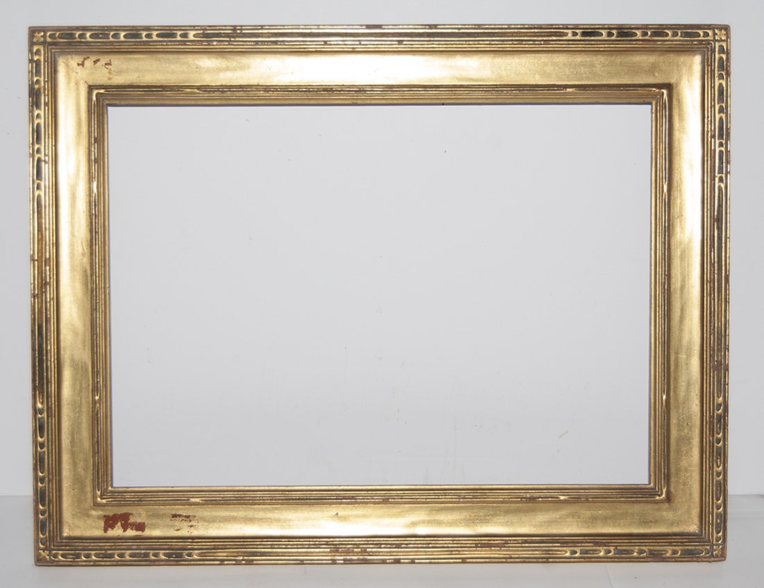 American arts and crafts frame: American 20th C. hand carved and gilded arts and crafts cassetta frame 10 x 14 W: 2
