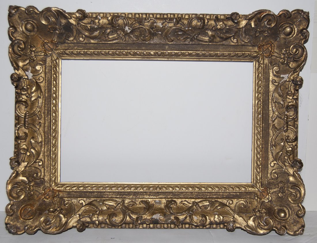 French 18th C. Louis XIV frame: French 18th C. hand carved and gilded Louis XIV style frame 11 x 17 W:4