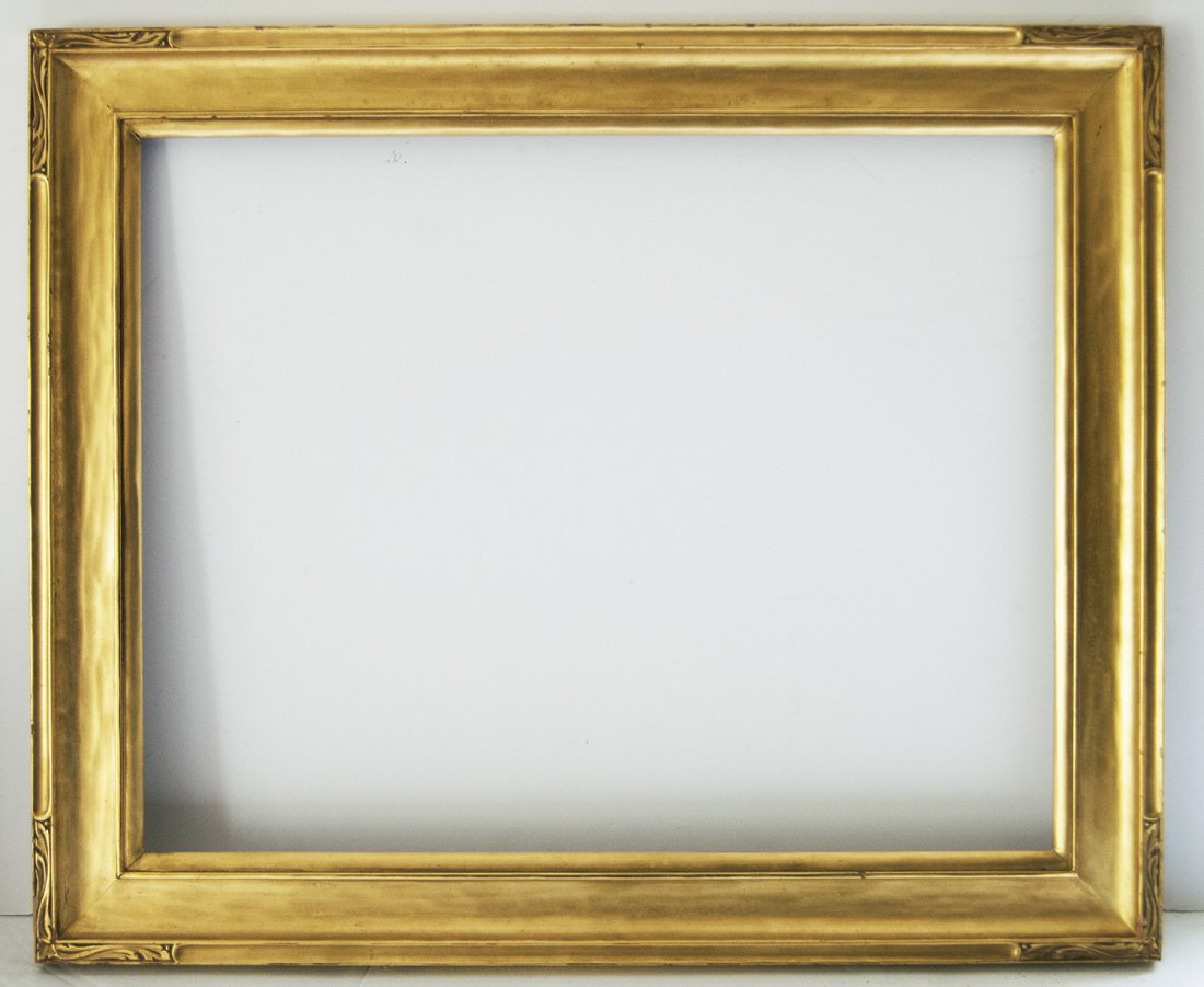 American Arts and crafts frame: American 20th C. hand carved and gilded arts and crafts cassetta frame 17.5 x 22.5 W: 2.5