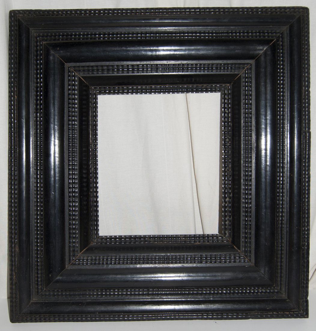 Dutch 18th C. ebonized ripple frame: Dutch 18th C. applied ornament and ebonized ripple moulding frame 9 x 11 W: 6.5