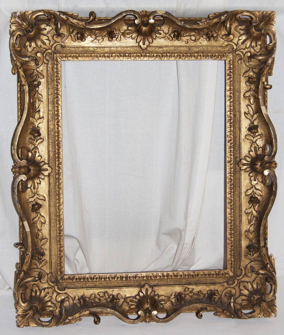 English 18th C. hand carved and gilded pieced frame: English 18th C. hand carved and gilded pieced Louis style frame 18 x 22 W; 4.5