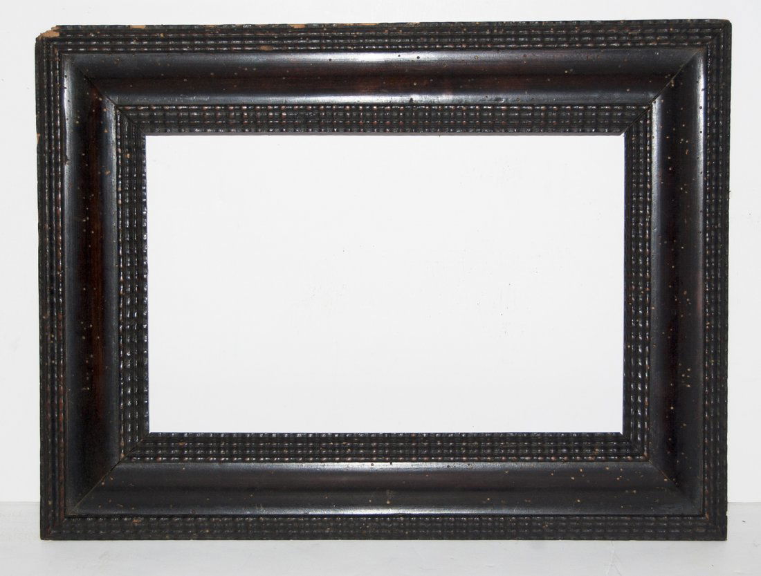 Dutch 18th C. ebonized ripple frame: Dutch 18th C. applied carvings and ebonized ripple frame 8 x 12 W: 2.75