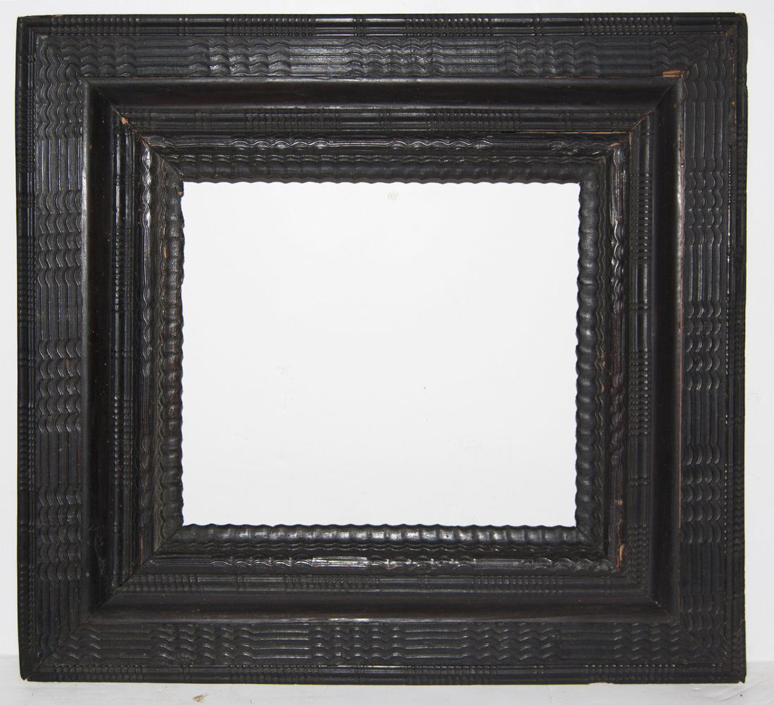 Dutch 17th C. hand carved and ebonized ripple frame: Dutch 17th C. hand carved and ebonized ripple frame 13.5 x 14.5 W: 6