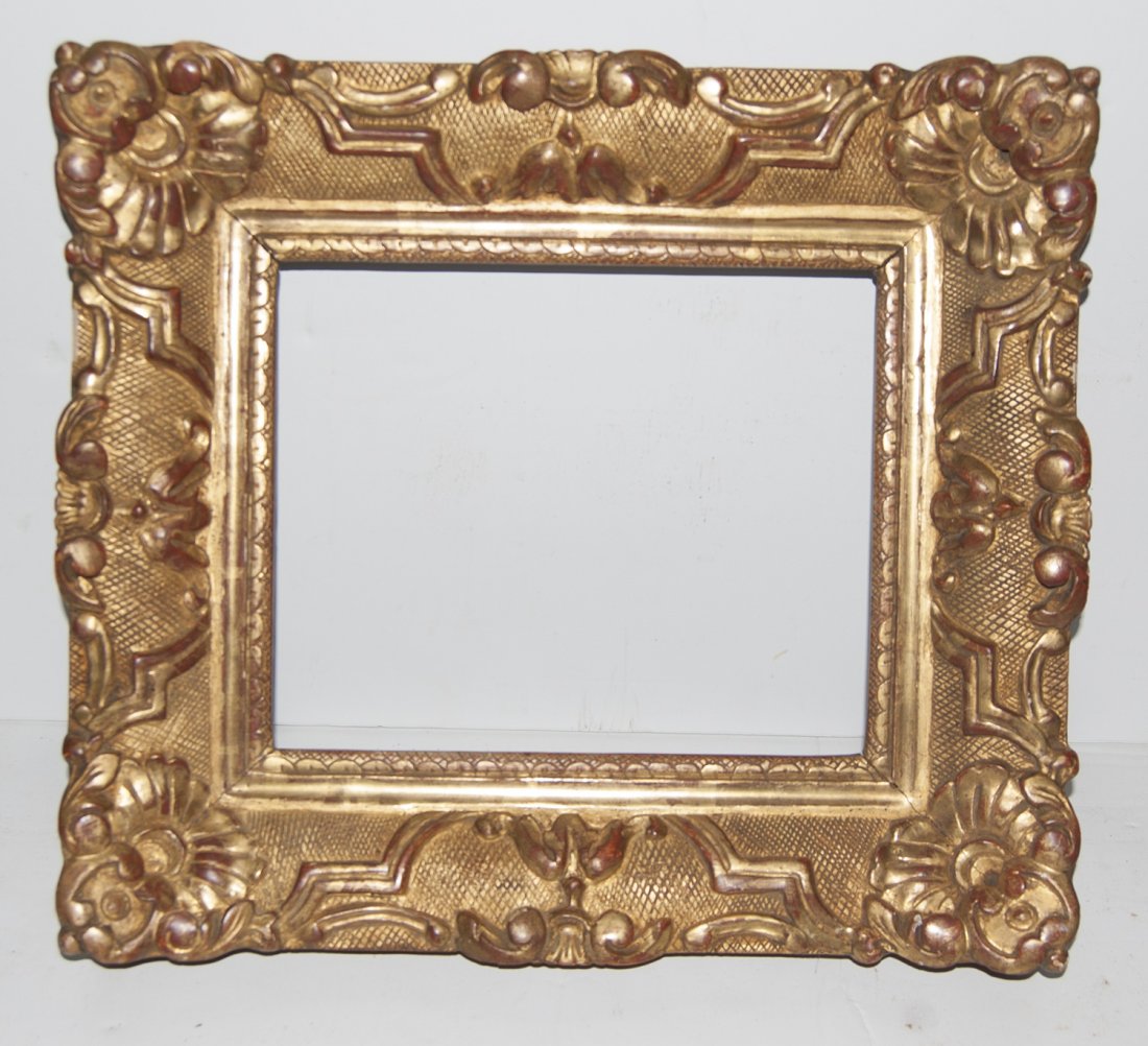 French 18th C. hand carved and gilded Louis XIV frame: French 18th C. hand carved and gilded Louis XIV frame 9 x 10.5 W: 3.5