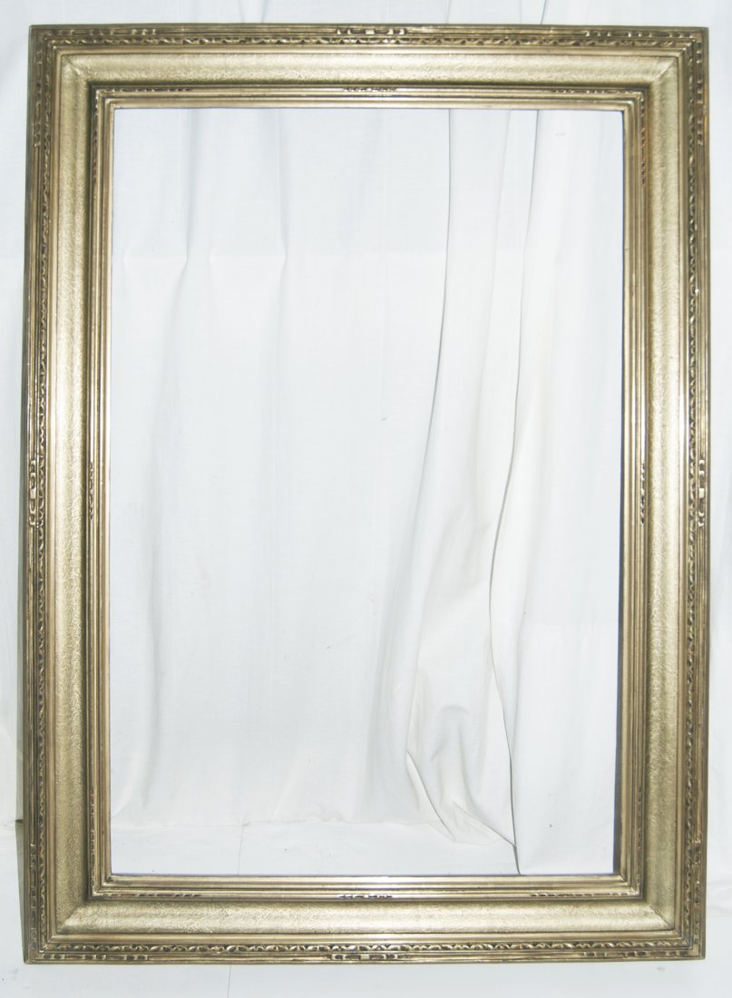 American 20th C. hand carved arts and crafts frame: American 20th C. hand carved and lemon gold gilded arts and crafts cove frame 24 x 36 W: 4