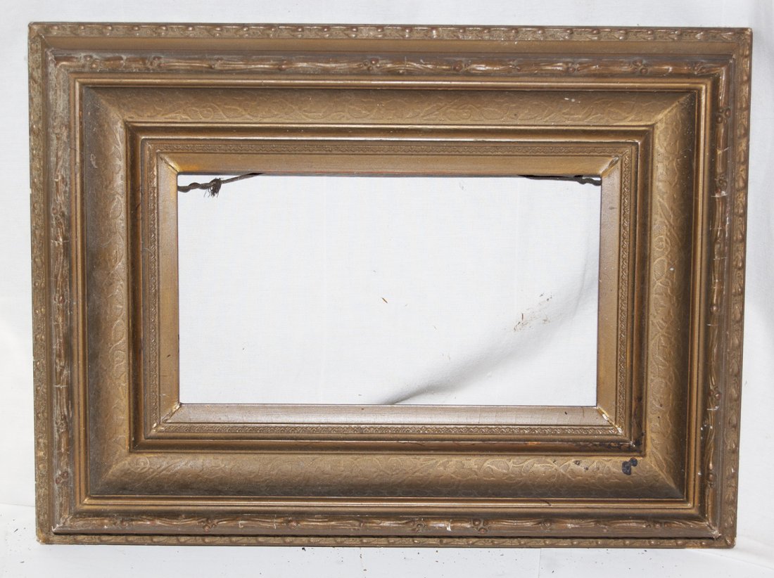 American 19th C. Hudson River school cove frame: American 19th C. applied ornament and gilded Hudson River School frame 7 x 12 W: 4