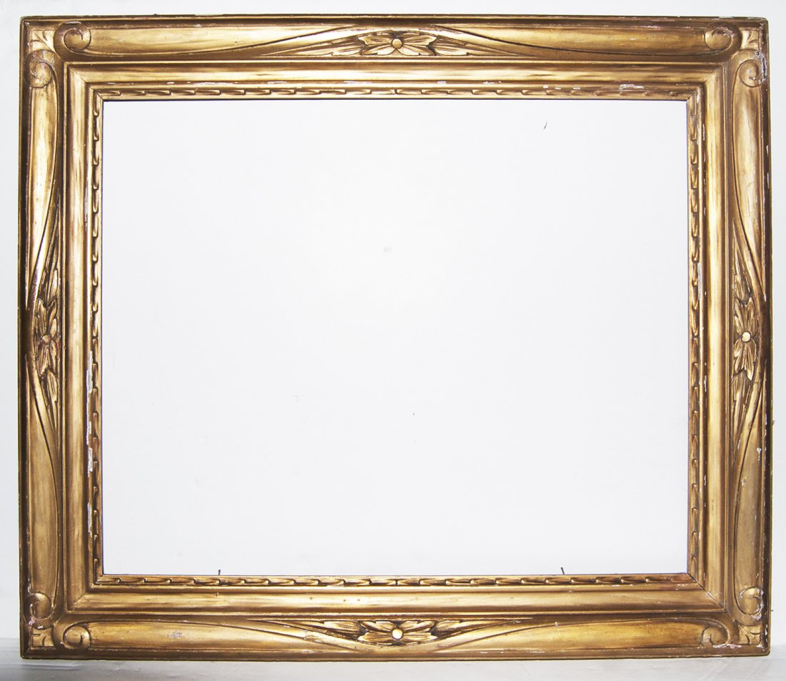 American 20th C. carved and gilded Taos style frame: American 20th C. hand carved and gilded Taos style frame 22 x 27 W: 4