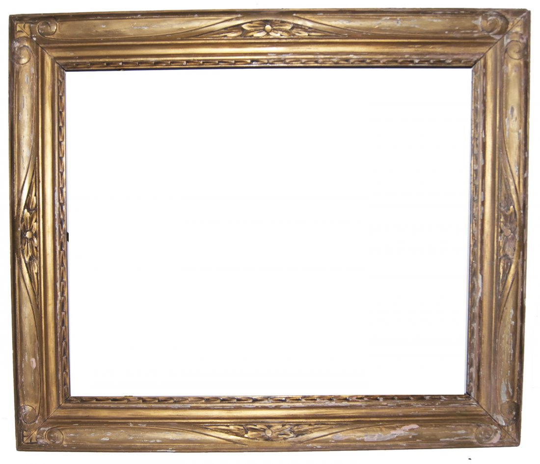 American 20th C. gilded Taos style frame: American 20th C. hand carved and gilded Taos style frame 22 x 27 W: 4