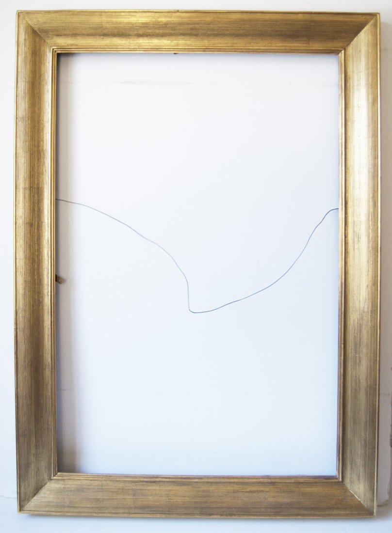 American 19th C. gilded Whistler frame: American 19th C. hand shaped and gilded Whistler reeded ogee frame Canvas that frame will accommodate: 24 x 36 Frame width: 3 1/2