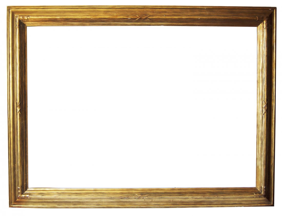 American c.1925 arts and craft signed Thulin frame: American 20th C. (1925 #1397) hand carved and gilded arts and craft signed Thulin frame Canvas size frame can accommodate: 26 x 36 Frame width: 3 1/2
