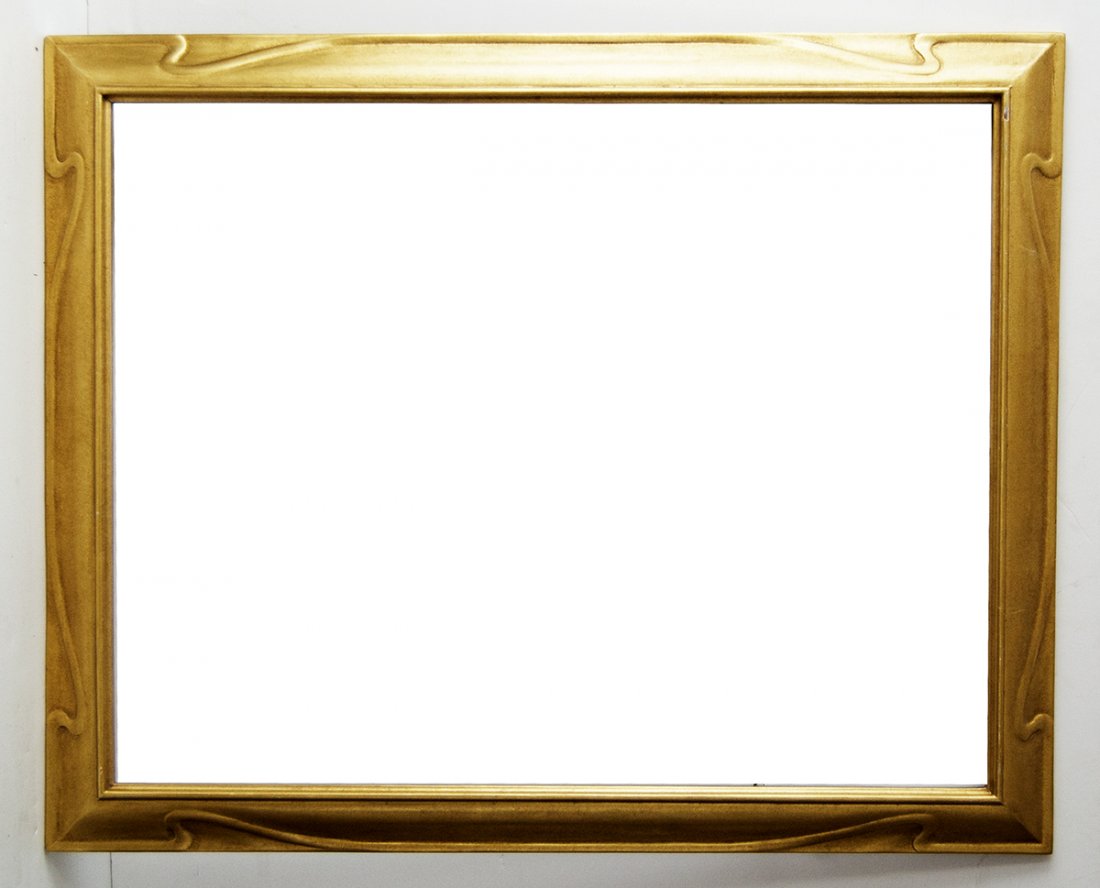 American 20th C. gilded Taos style frame: American 20th C. hand carved and gilded Taos style frame Canvas size frame can accommodate: 24 x 30 Frame width: 2 1/2