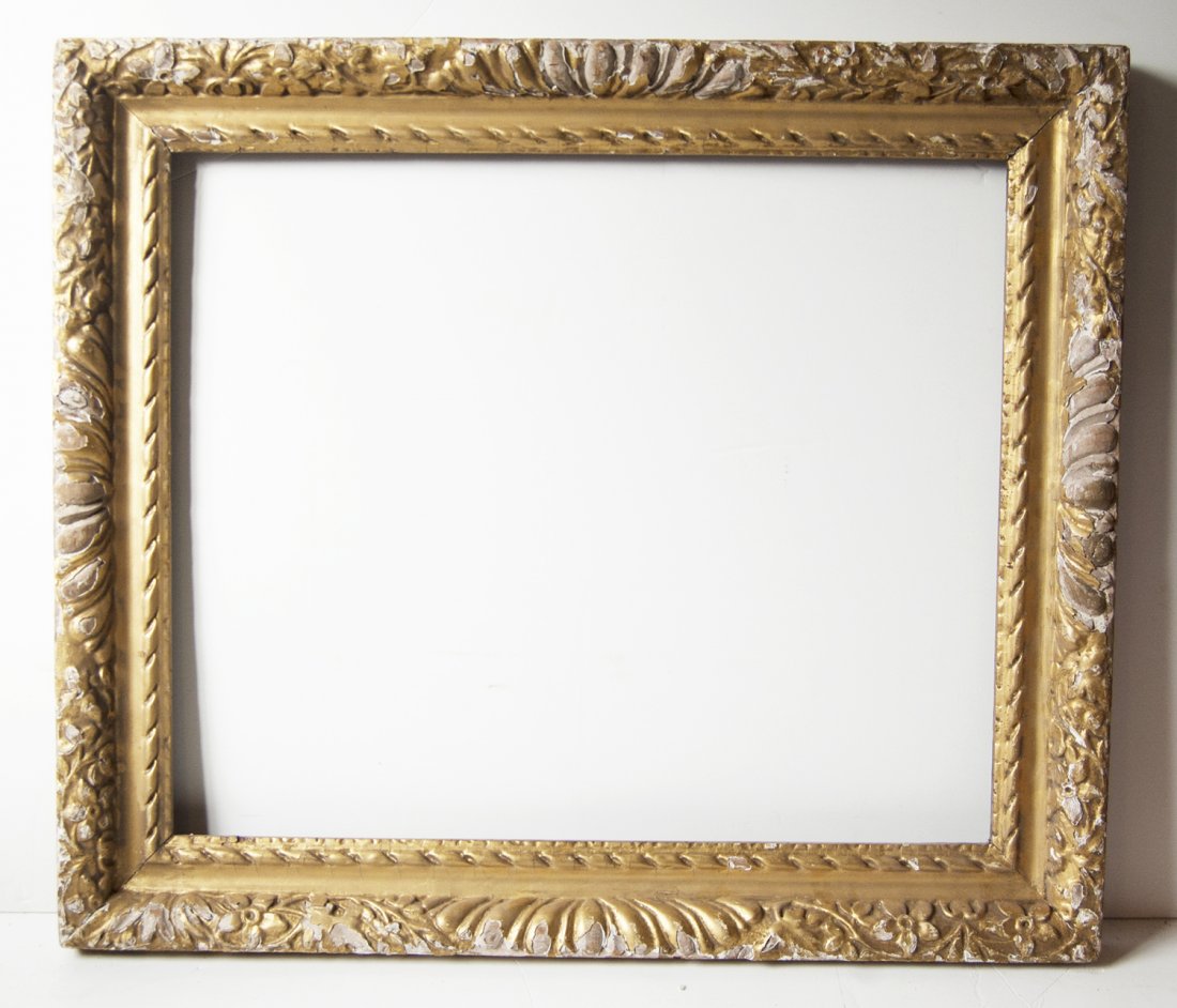 French 18th C. hand carved ornate frame: French 18th C. hand carved and gilded ornate frame.Canvas that frame will accommodate: 25 x 30 Frame width: 4