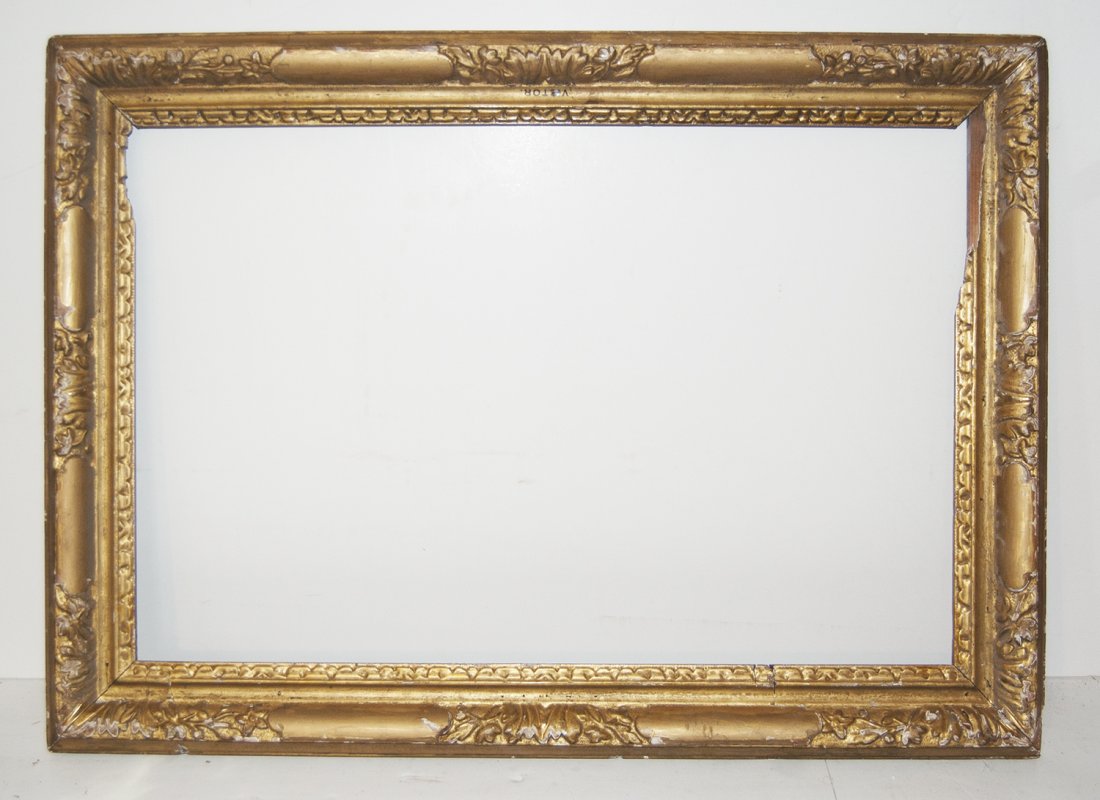 English 19th C. carved Lely frame: English 19th C. hand carved and gilded Sir Peter Lely frameCanvas that frame will accommodate: 22 x 34 Frame width: 4