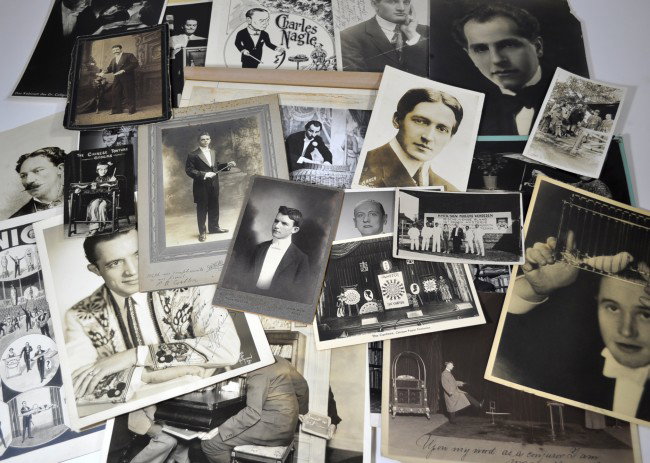 PHOTOGRAPHS. A collection of over 25: PHOTOGRAPHS. A collection of over 25 photographs from the Christopher files! Lot includes: Thurston, Dunninger, Chester Morris, Will Rock, Dr. A.M. Wilson, Cortini, Slydini (signed) Mullholland, DeKol