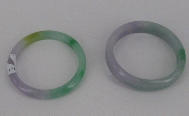 TWO CHINESE JADE CHILD'S BANGLES: Inner Diameter 2 1/8 and 2 1/4"
