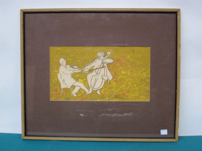 GOTTLIEB, HARRY (American, NY, 1895-1993): Lithograph. Chamber music players. Signed in pen lower right. 6.75 x 12.5"