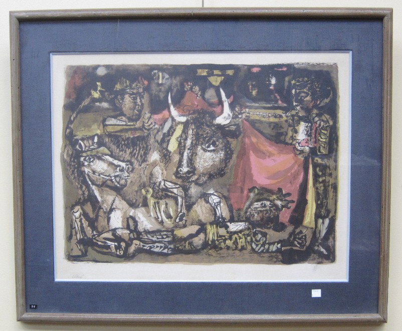 CLAVE, ANTONI (SPANISH, 1913-2005): Color lithograph. Bullfight. Pencil signed lower left, numbered 88/95 lower right. 19 x 25" sight.