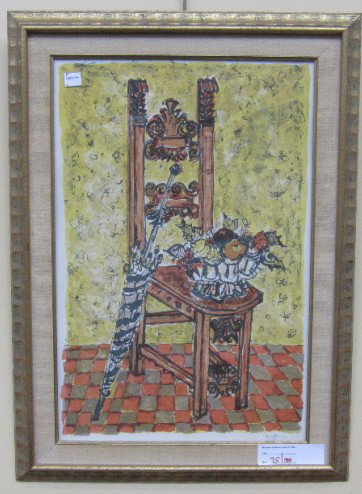 AIZPIRI, PAUL (FRENCH, b.1919): Color lithograph. Hall chair. Pencil signed lower right. 19.5 x 13."
