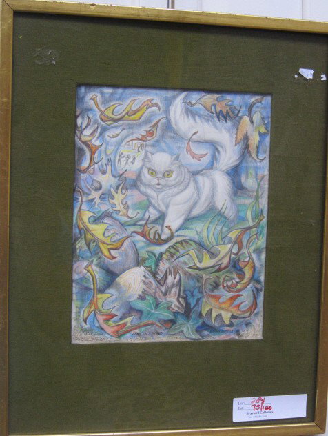 HOPE-TAYLOR, BRIAN (BRITISH, 1923-2001): Colored pencil on paper. "Barmoor: Shah in a Wood." Signed, 1974 lower right, titled lower left. 10.5 x 8.25" sight.