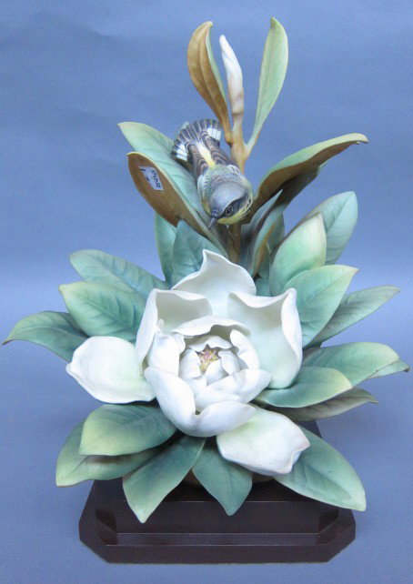 ROYAL WORCESTER D. DOUGHTY MAGNOLIA WARBLER COCK: 14 x 14.5." Artist signed. With box.