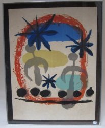MIRO, JOAN (SPAIN/ FRANCE, 1893-1983): A lithograph in colors on arches paper, 1959. Titled: "Constellations." Signed lower right in pencil Miro and dated 1959. Pencil numbered lower left 112/150. Framed. 25.5" H x 19.5" W Provenance: From