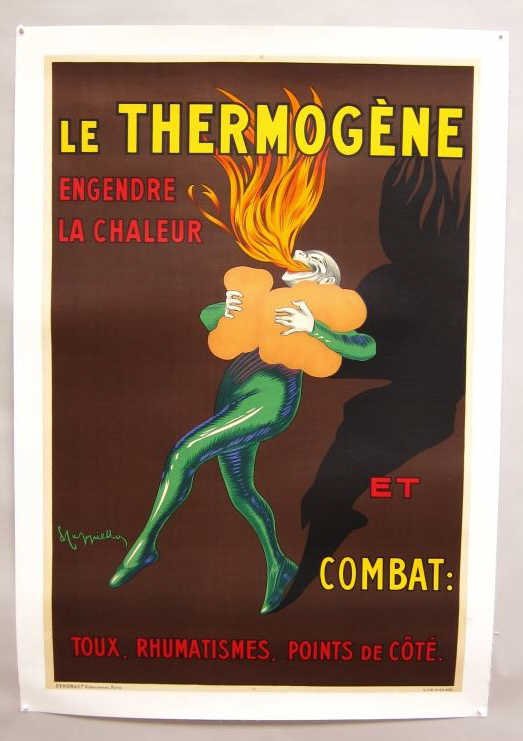 LEONETTO CAPIELLO POSTER: (Italian, 1875-1942). Le Thermogene Engendre la Chaleur. Dehon et Cie, Paris. Image W. 30.75." Mounted on linen.