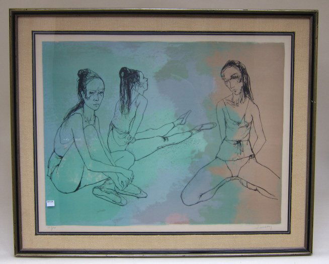 JANSEM, JEAN LEON (FRENCH/ ARMENIAN, 1920-1990): Color lithograph. Three Ballerinas. Pencil signed lower right, numbered 50/120 lower left. 21 x 27" sight.