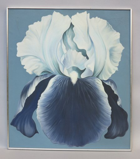 NESBITT, LOWELL BLAIR ( 1933-1993,AMERICAN): Oil on canvas, Titled "White - Violet iris" on verso. signed L.Nesbitt on verso and dated '72. note-Bears christies label on verso