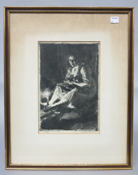 ZORN, ANDERS (SWEDISH/ AMERICAN, 1860-1920): Lithograph. "Ida." Pencil signed lower right, titled lower left. 9.25 x 6.25" sight. Provenance: Property from a Fine Larchmont New York estate.