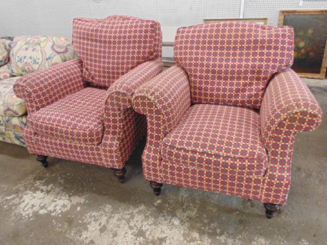 Pair upholstered arm chairs by Brunschwig & Fils (1 of 5)